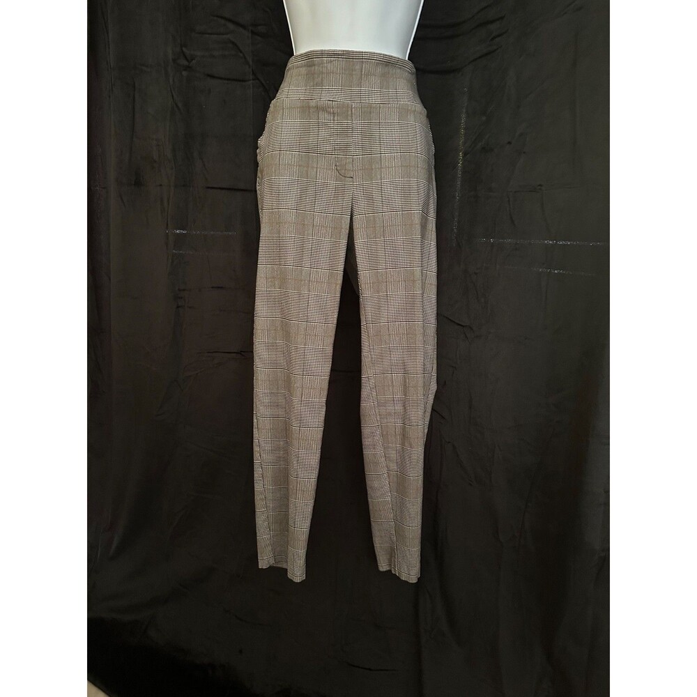 Soho Apparel brown plaid pull on stretch pants, 4 faux pockets 10" rise